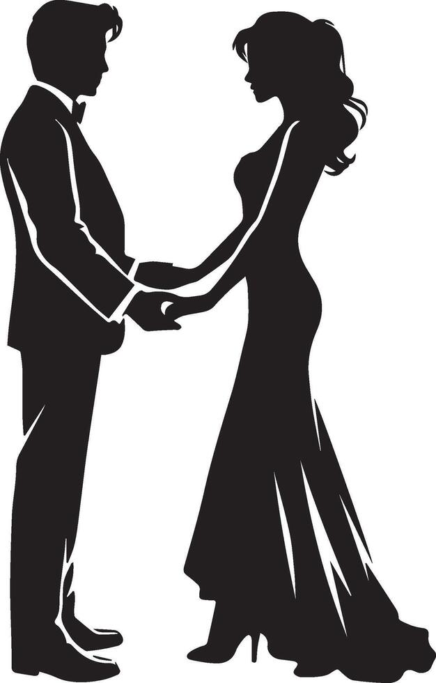Couple holding hands silhouette design. vector