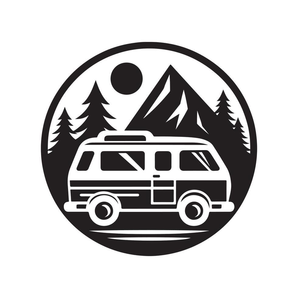 Travel-Ready Camper Van Silhouettes for Graphics and Logos vector