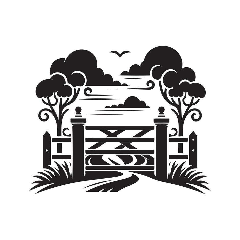 Artistic Vintage Farm Gate Vectors for Event and Invitation Graphics