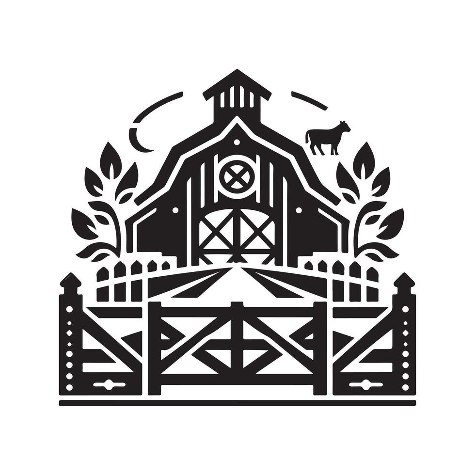 Farm Gate Silhouette Vectors Ideal for Rural Branding Projects
