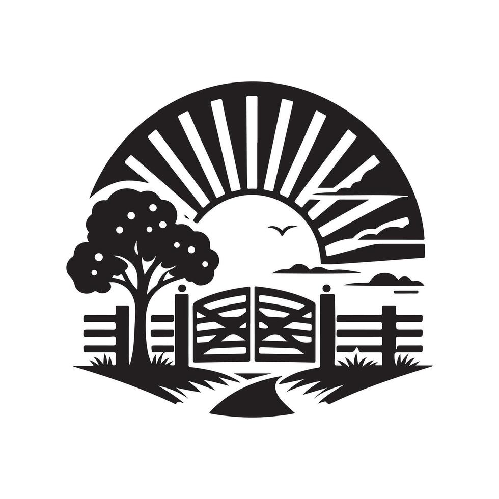 Farm Gate Silhouette Vectors Files for Illustration and Design