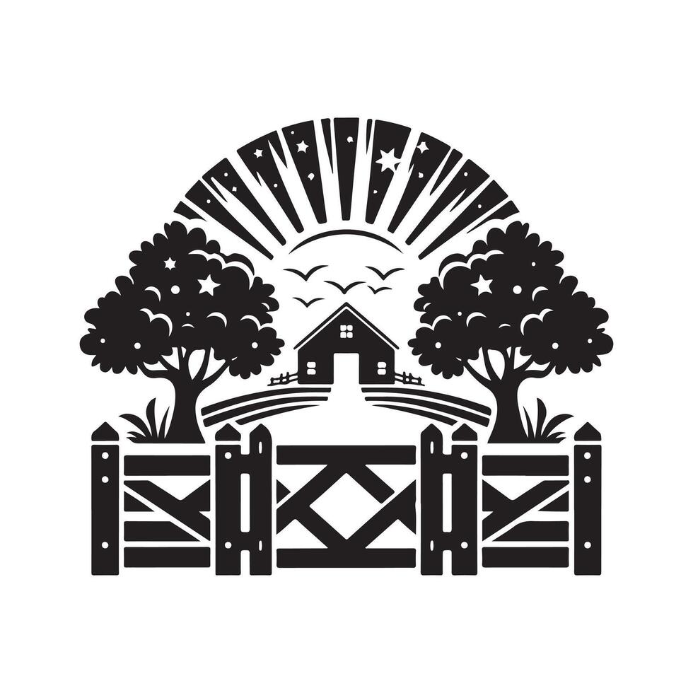 Download Farm Gate Silhouette Vectors for Packaging and Product Labels