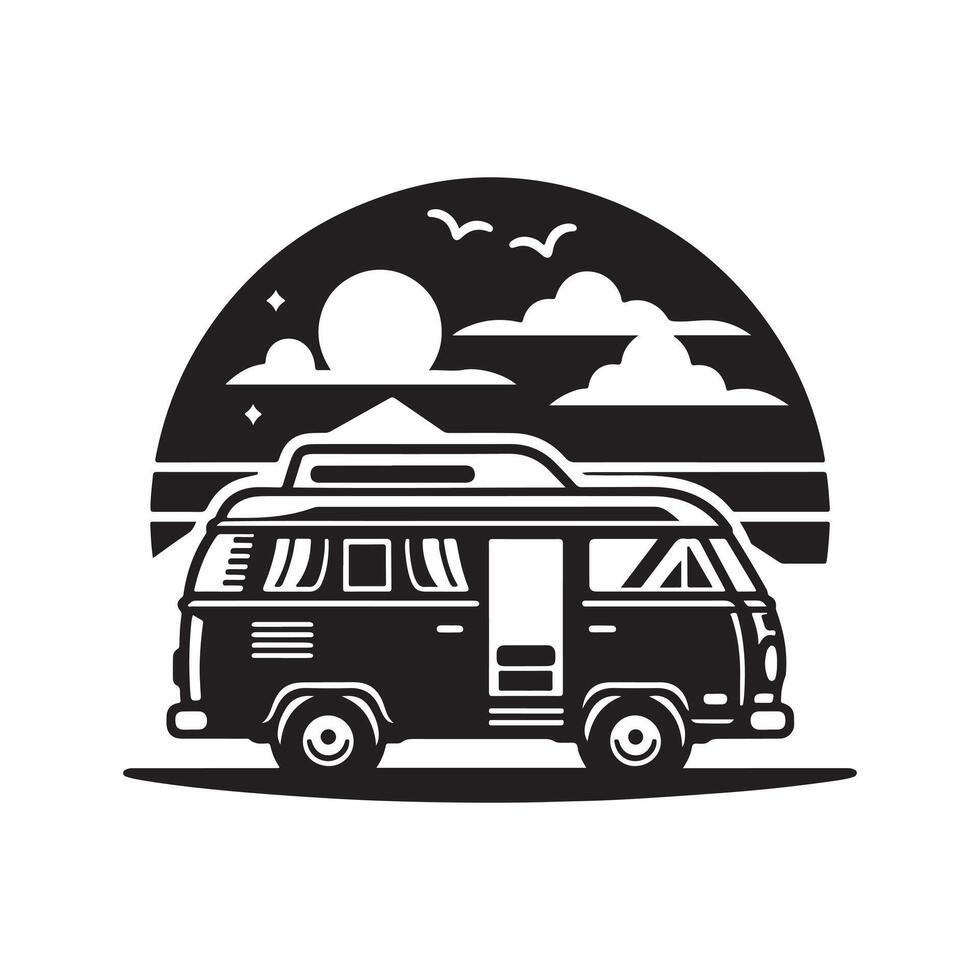 Custom Camper Van Silhouettes for Merchandise and Prints vector
