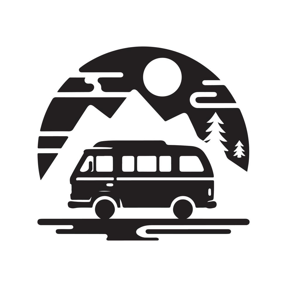 Stylish Camper Van Silhouettes for Lifestyle Projects vector