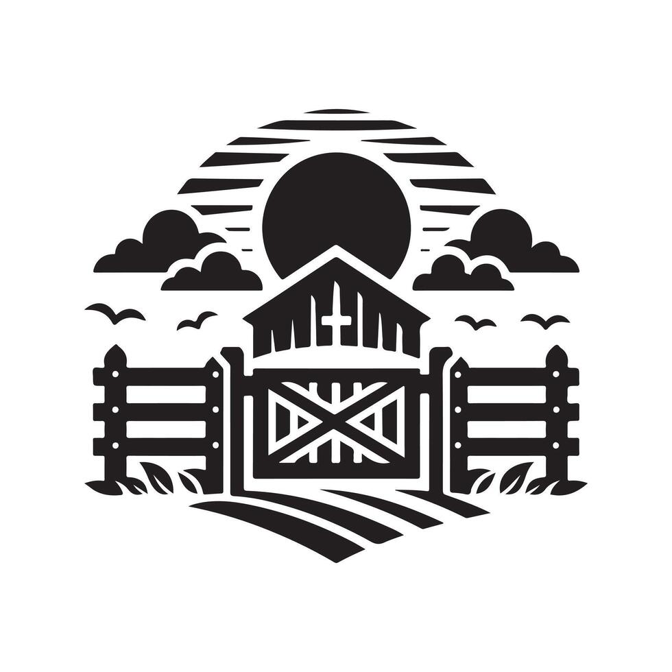 Custom Farm Gate Silhouette Vectors for Unique Art Projects