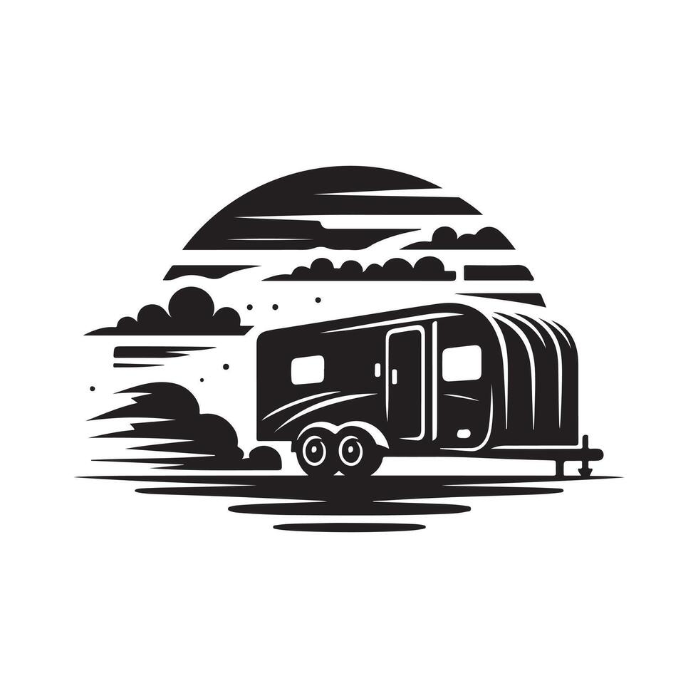 Trailer Silhouette Best for Camping, Exploration, and Travel Projects vector