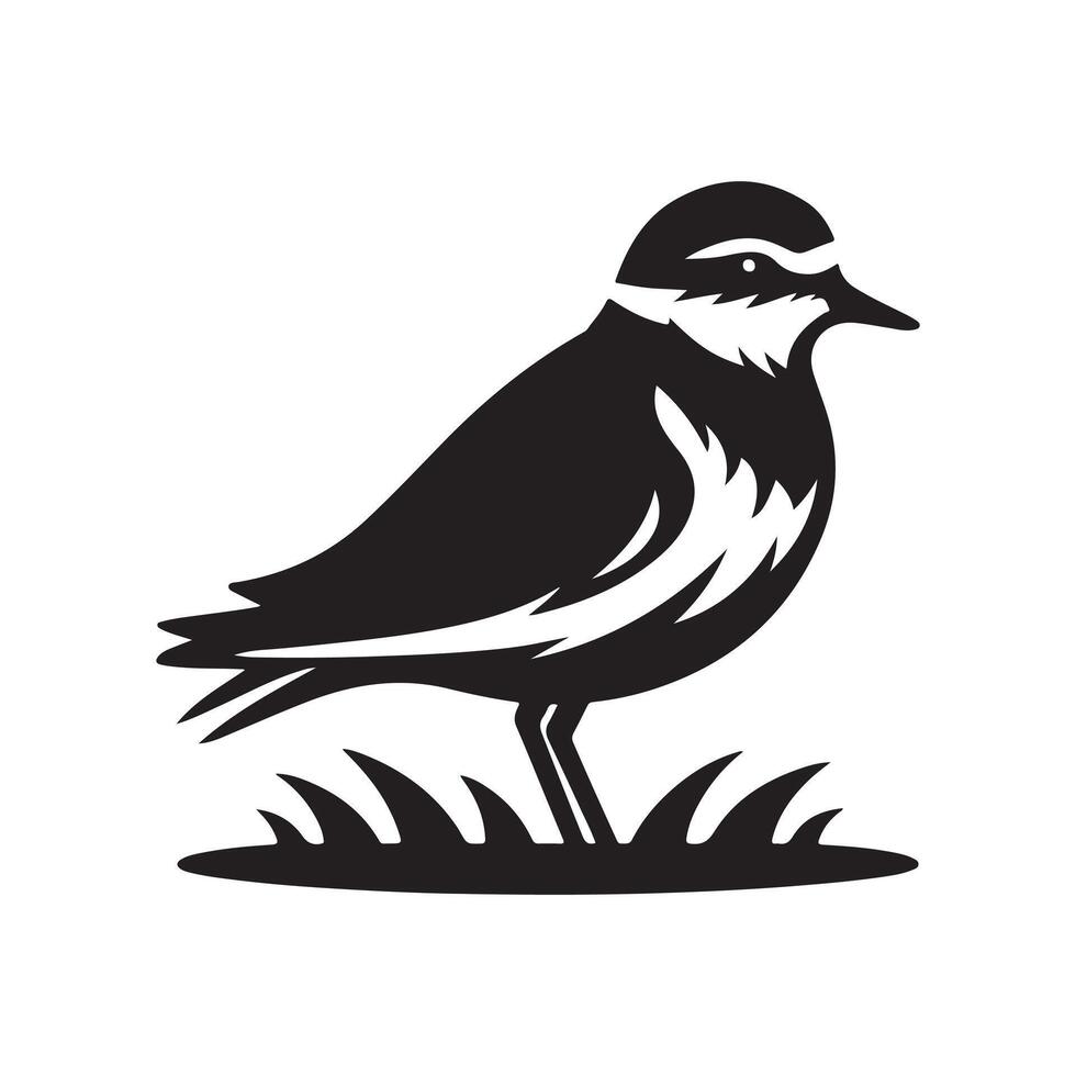 Plover Silhouette Vectors Illustrations for Wildlife Conservation Art