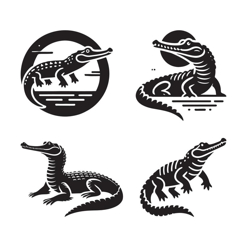 Gharial Silhouette Vectors Designs for Environmental Campaigns