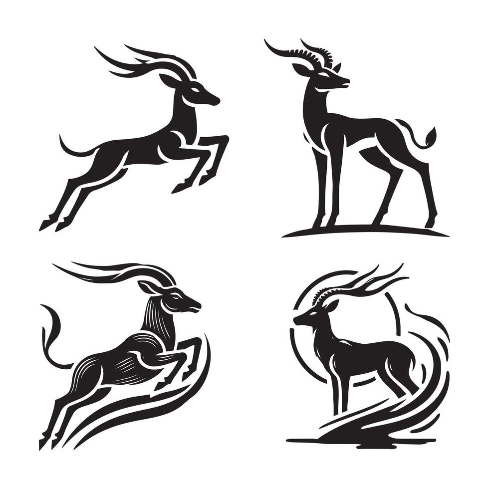 Elegant Impala Silhouette Illustrations for Modern Graphic Art vector
