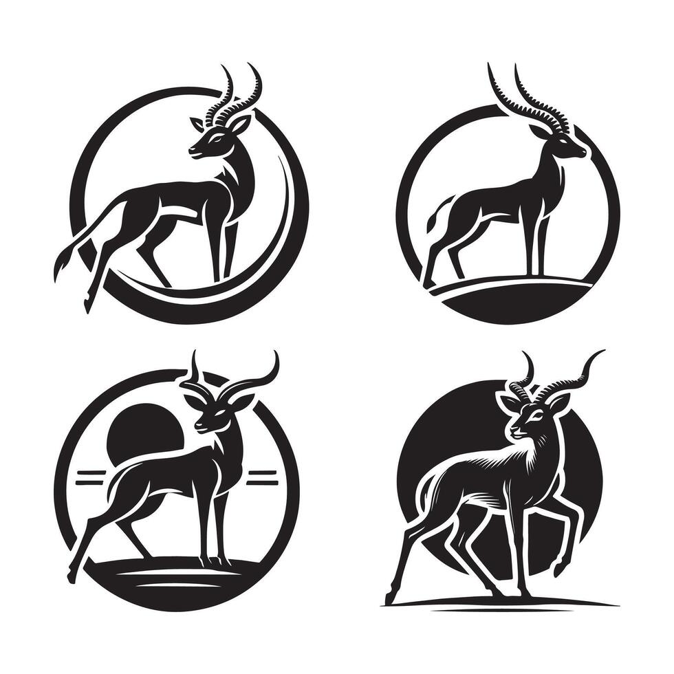 Custom Impala Silhouette Vectors for Wildlife-Themed Graphics