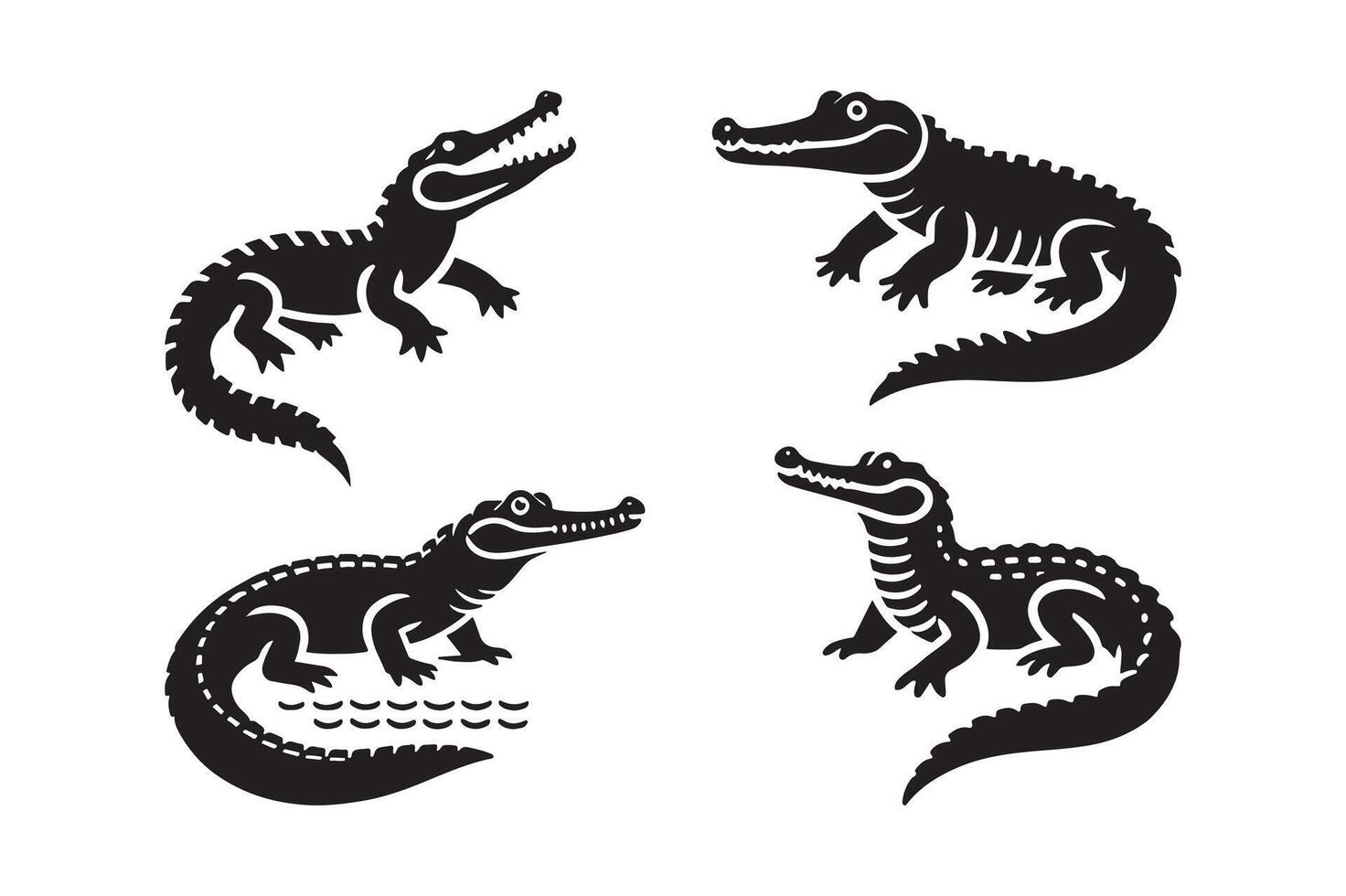 Gharial Silhouette Illustrations for Educational and Science Graphics vector