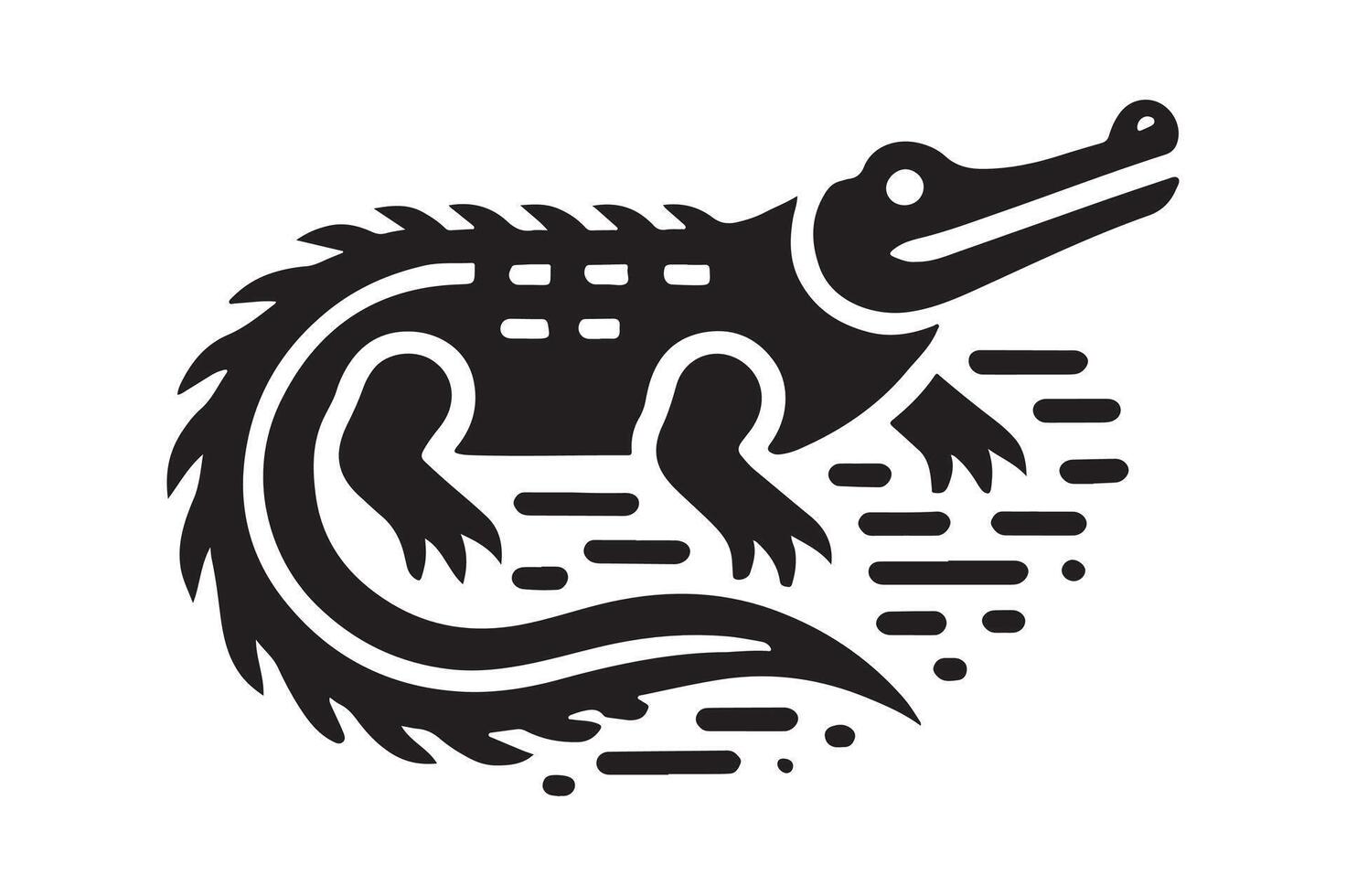 Gharial Silhouette Illustrations Ideal for Jungle and River Themes vector