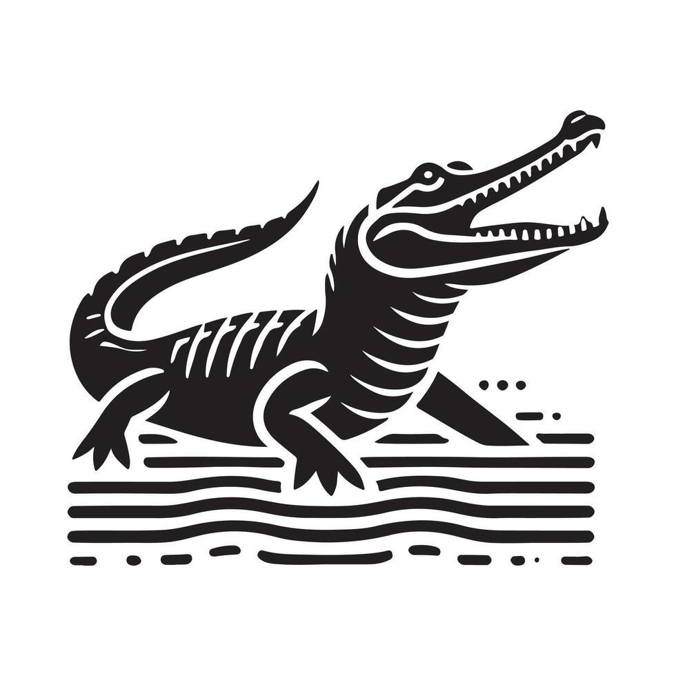 Download Gharial Silhouette Vectors for Custom Artistic Creations