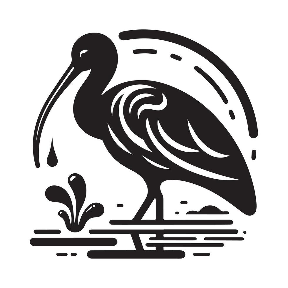 Glossy Ibis Silhouette Illustrations for Wildlife and Birding Graphics vector