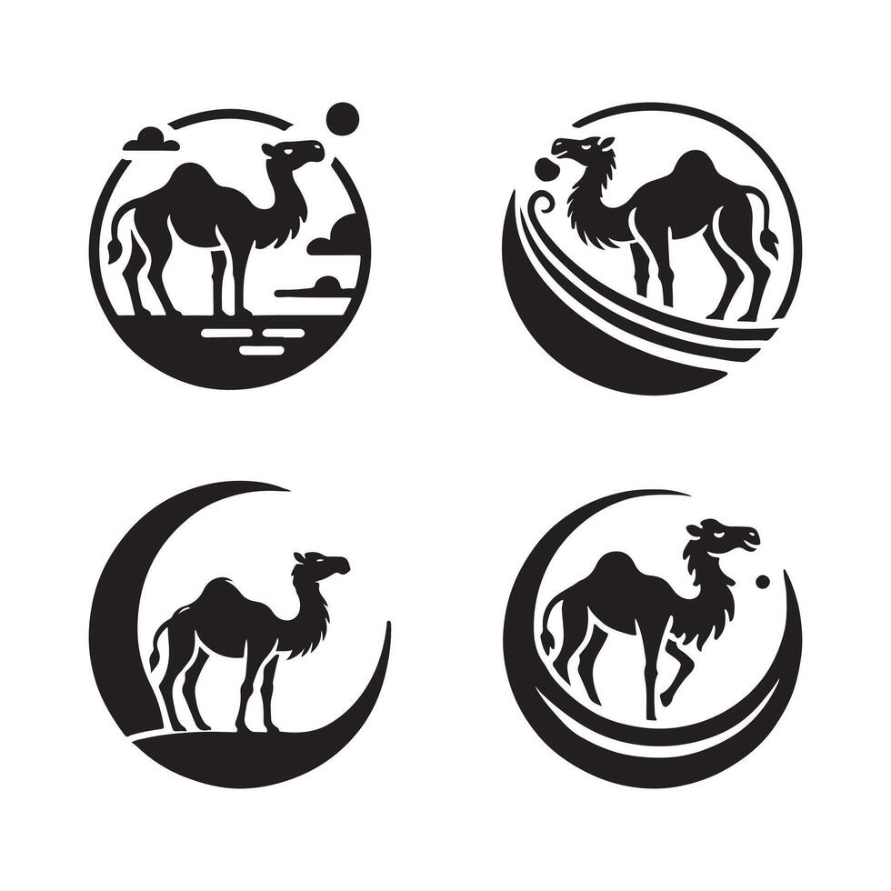 Camel Silhouette Illustrations Perfect for Posters, Flyers, and Logos vector