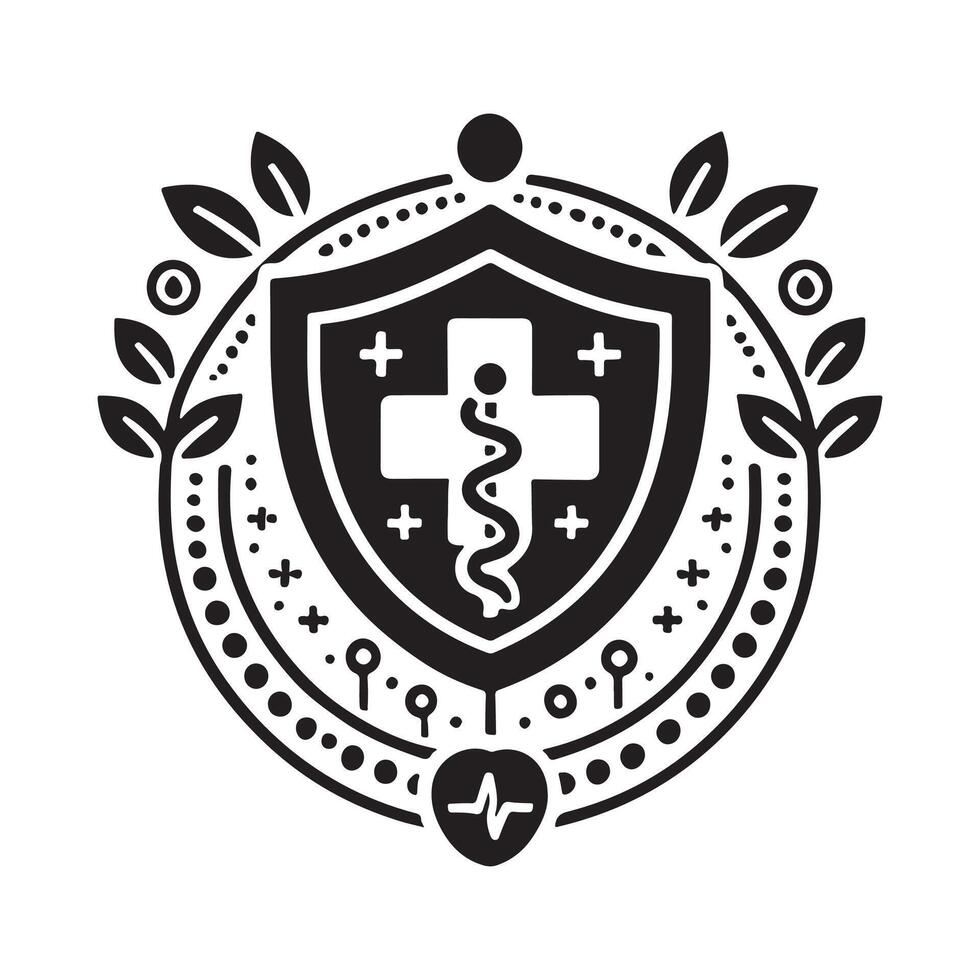Health Shield Silhouette Illustrations for Public Health Campaigns vector