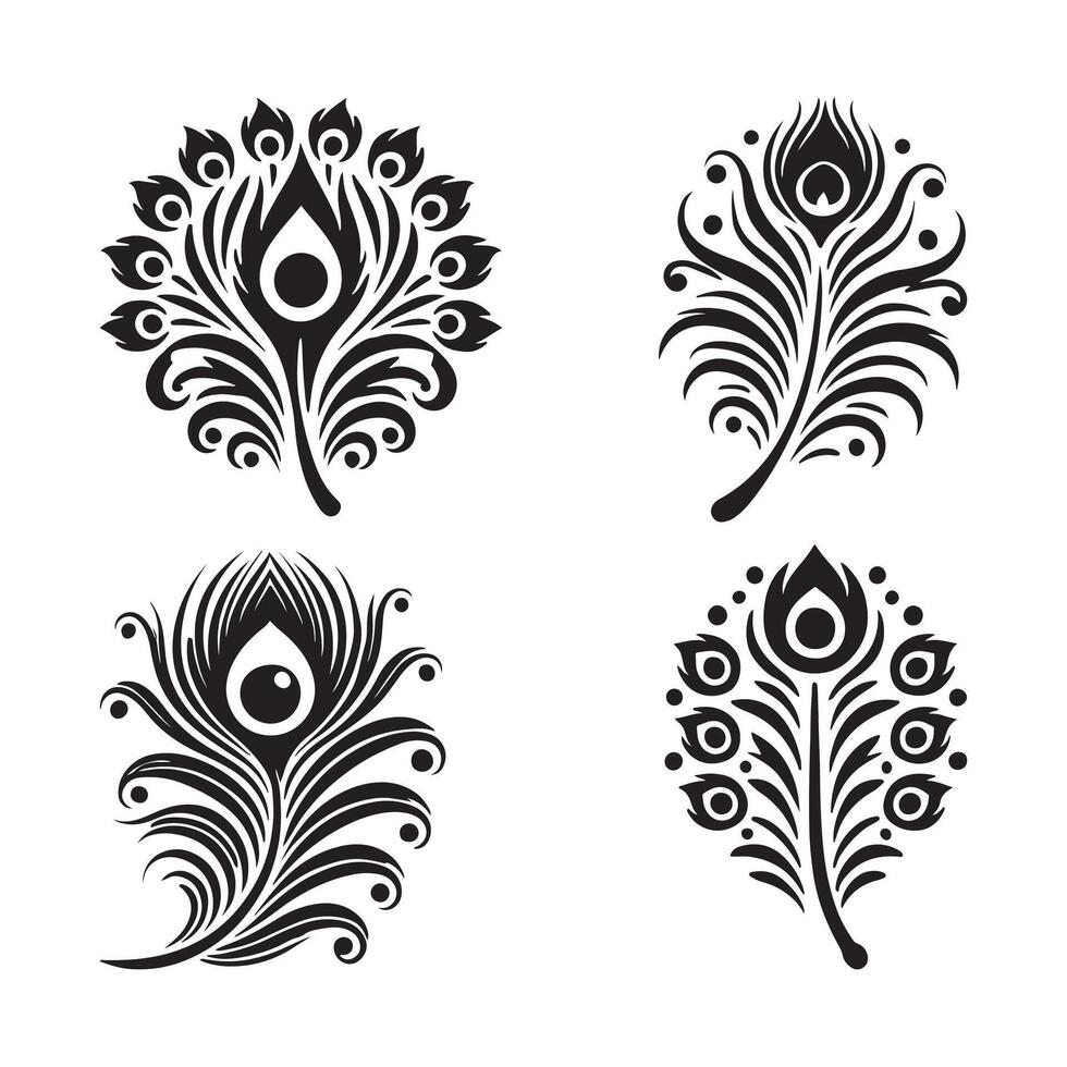 Peacock Feather Silhouette Illustrations for Elegant and Classy Designs vector