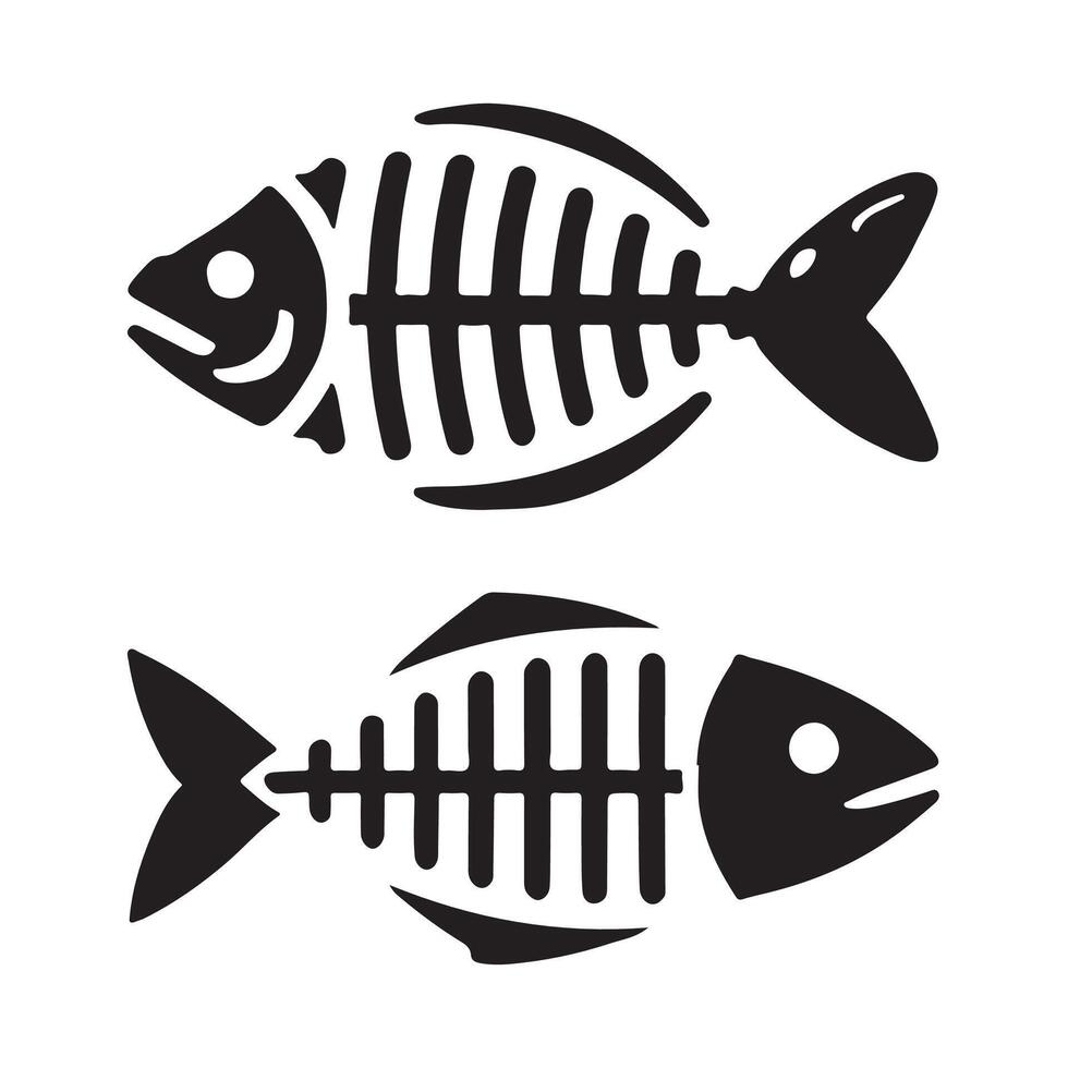 Fishbone Silhouette Illustrations for Nature and Wildlife Graphics vector
