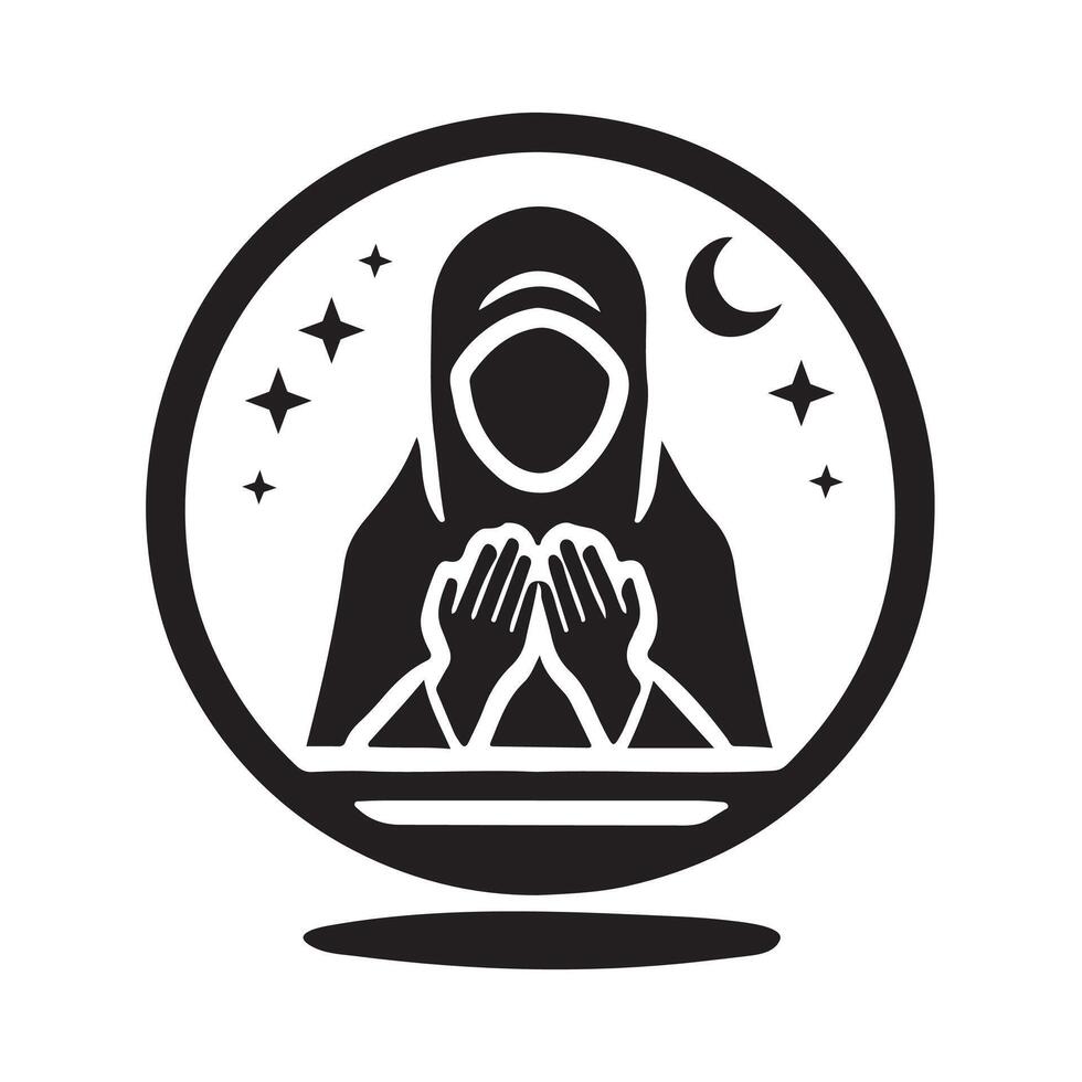 Stylized Muslim Girl Silhouette Illustrations for Diverse Graphic Needs vector