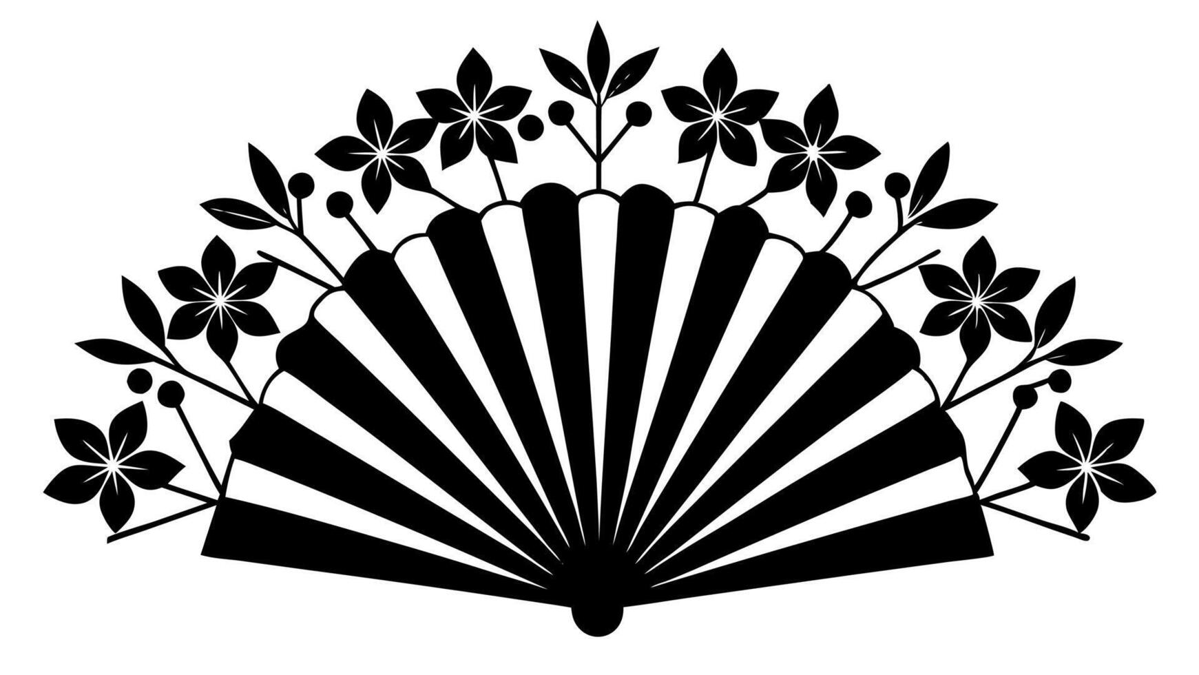 Free Fan Shaped Floral Ornament Silhouette Illustration vector