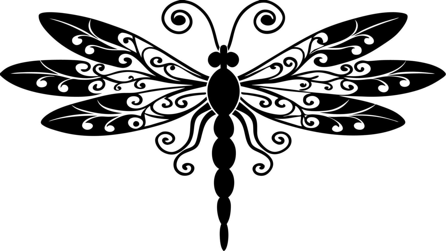 Dragonfly Shaped Floral Design Silhouette Free for Download vector