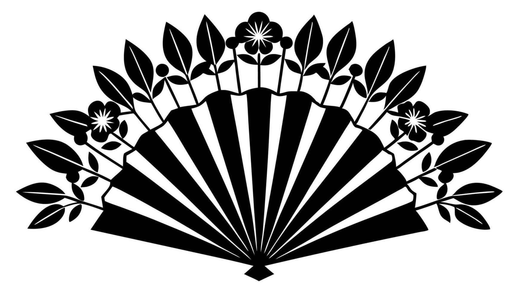 Free Decorative Fan Shaped Floral Design Ornament vector