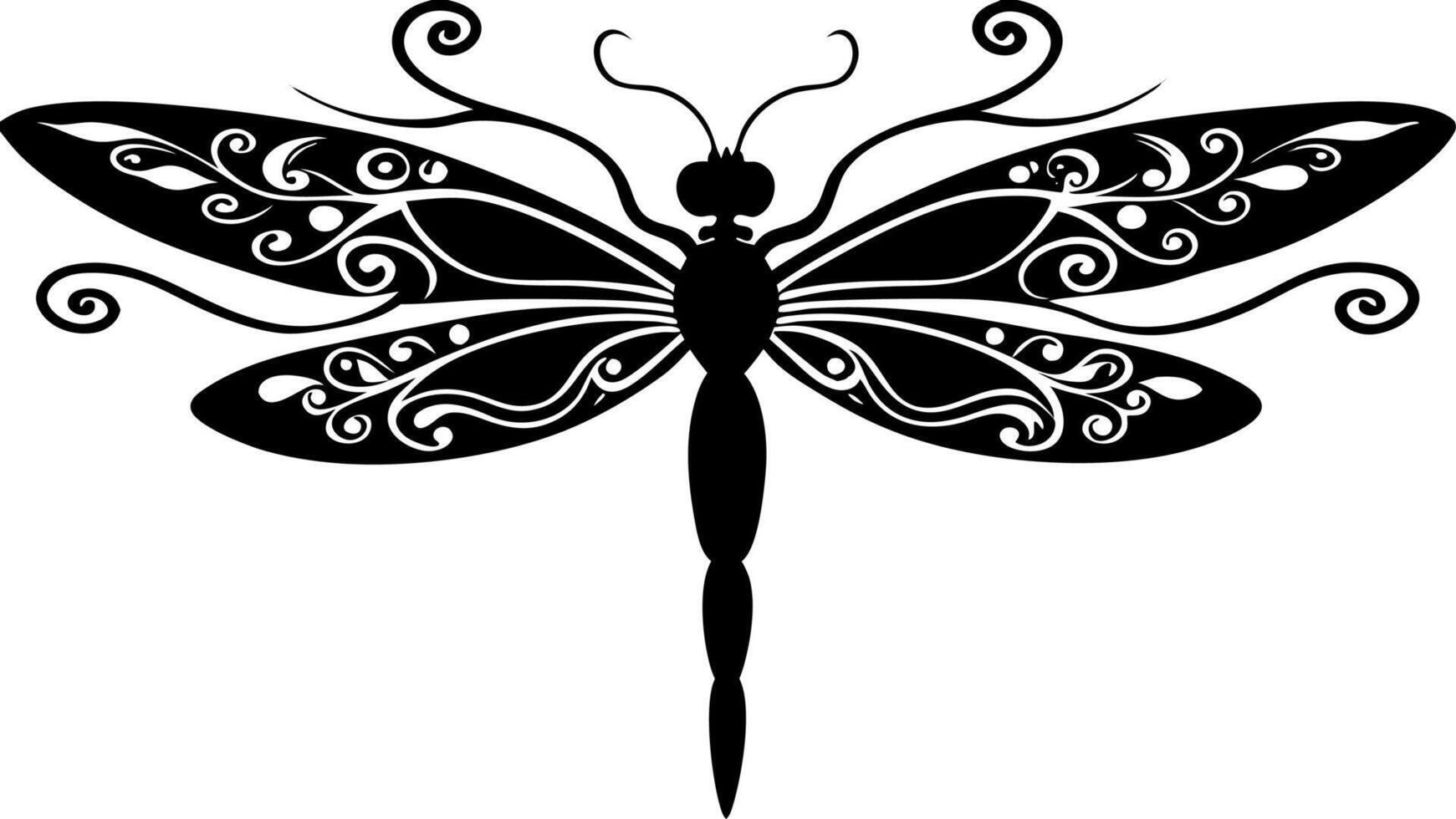 Minimal Dragonfly Floral Silhouette Free Design Download vector