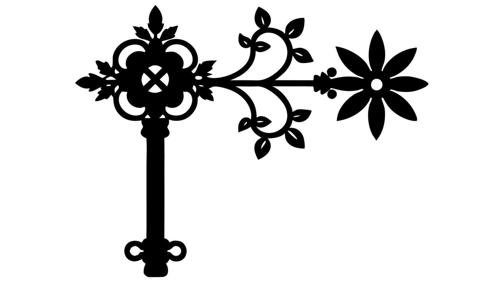 Creative Free Silhouette Floral Key Ornament Design vector