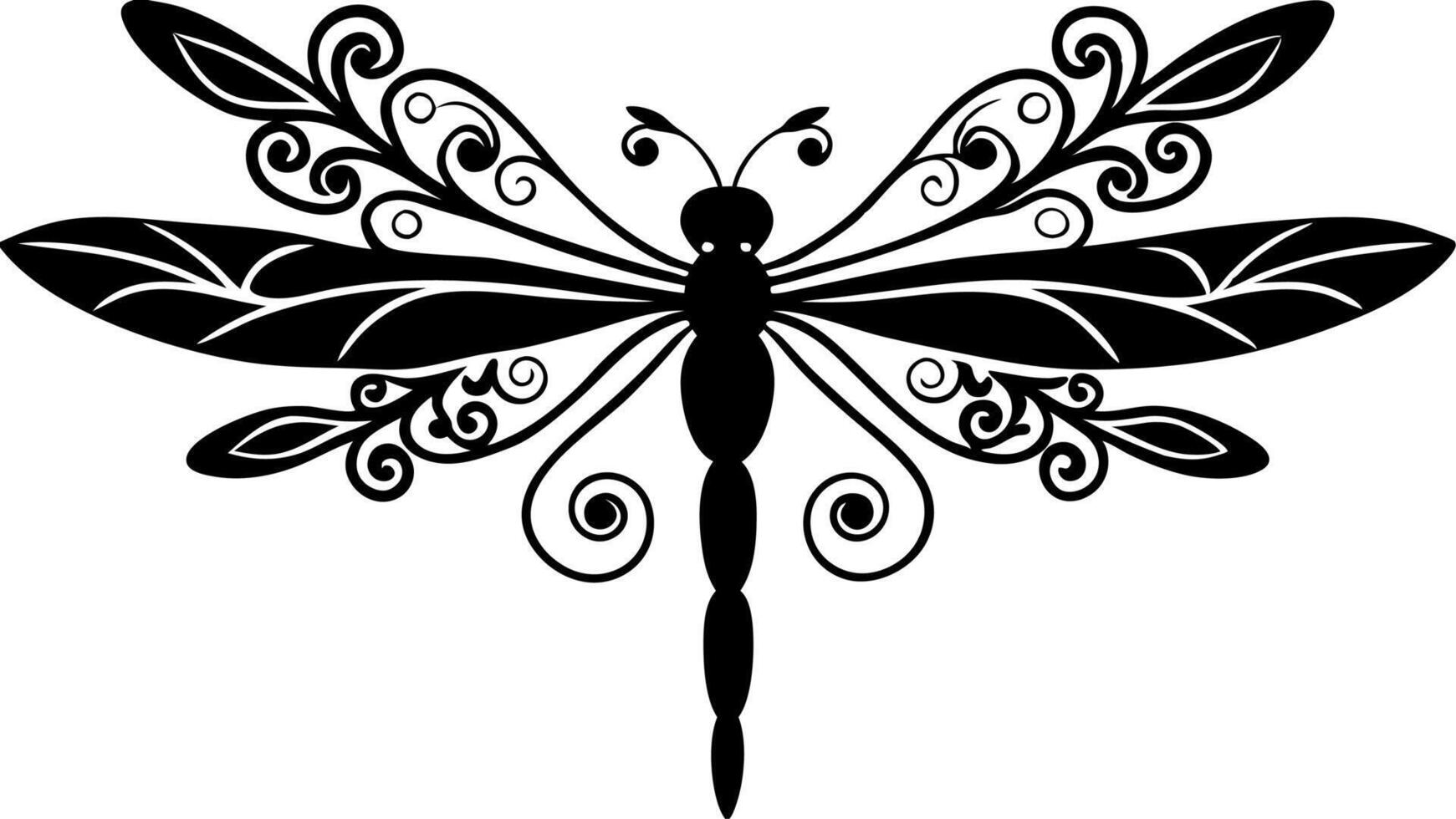 Elegant Dragonfly Floral Silhouette Design Free Artwork vector