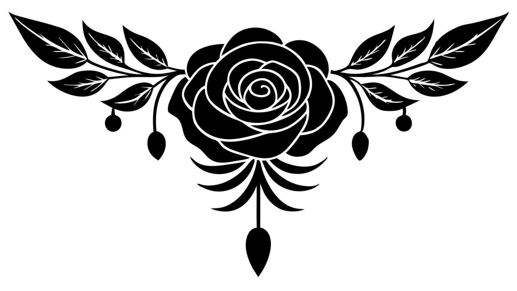 Free floral silhouette designs for headings and stylish endings rose vector