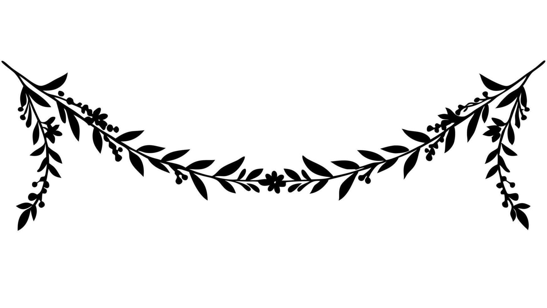 Minimal Free Floral Ornament Garland Silhouette vector