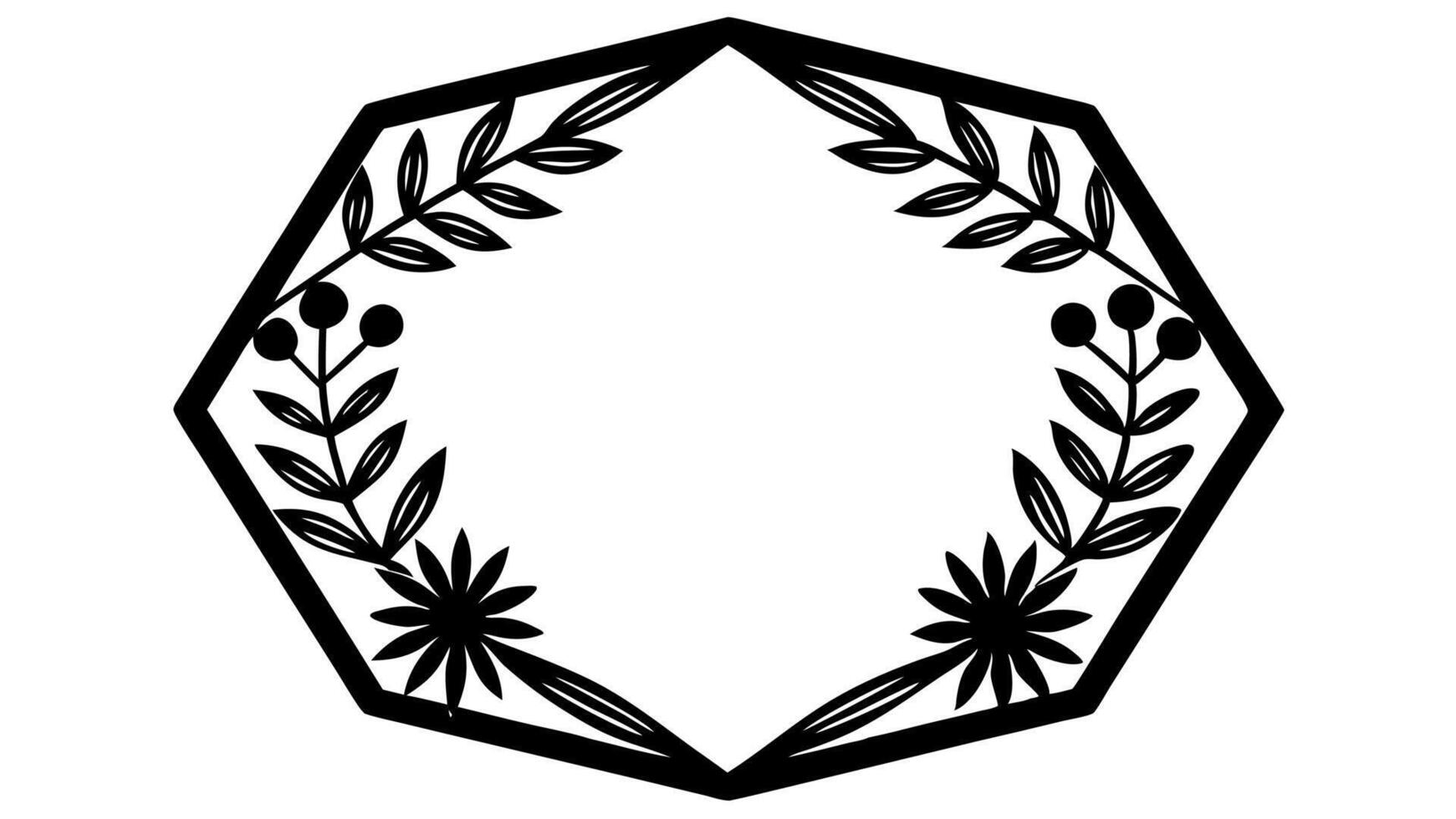 Minimal floral ornament frame silhouette free vector