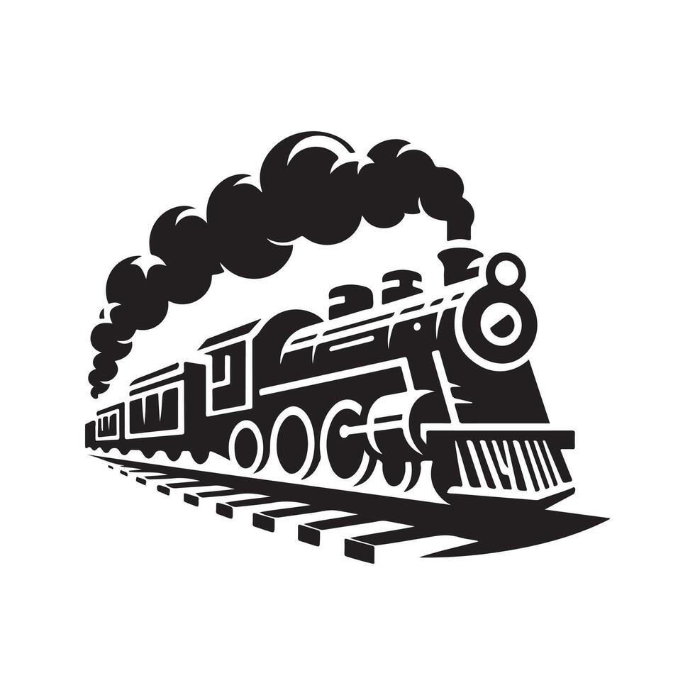 Elegant Train Silhouette Vectors for Travel-Themed Illustrations