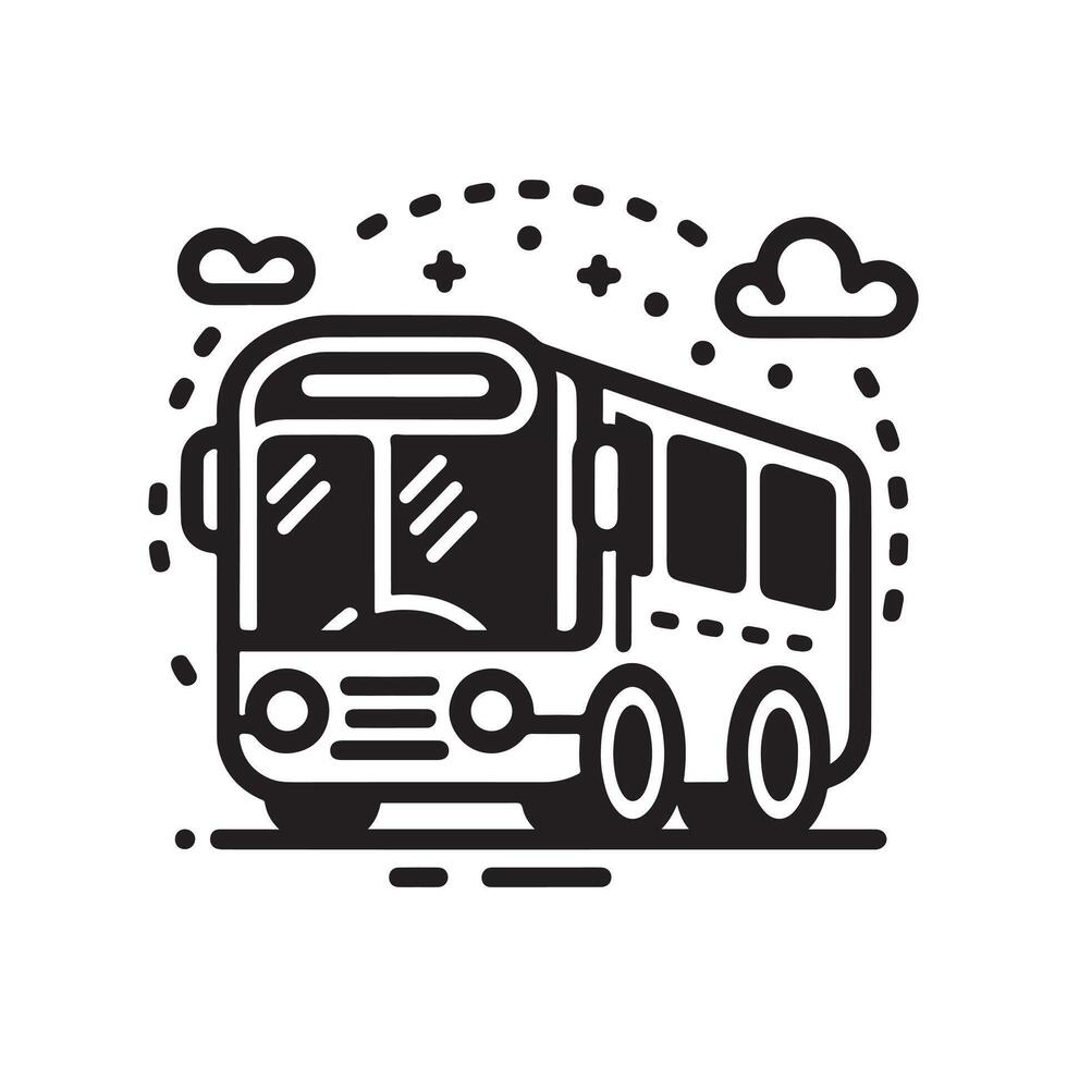 Stylized Shuttle Bus Silhouette Vectors for Trendy Graphic Projects