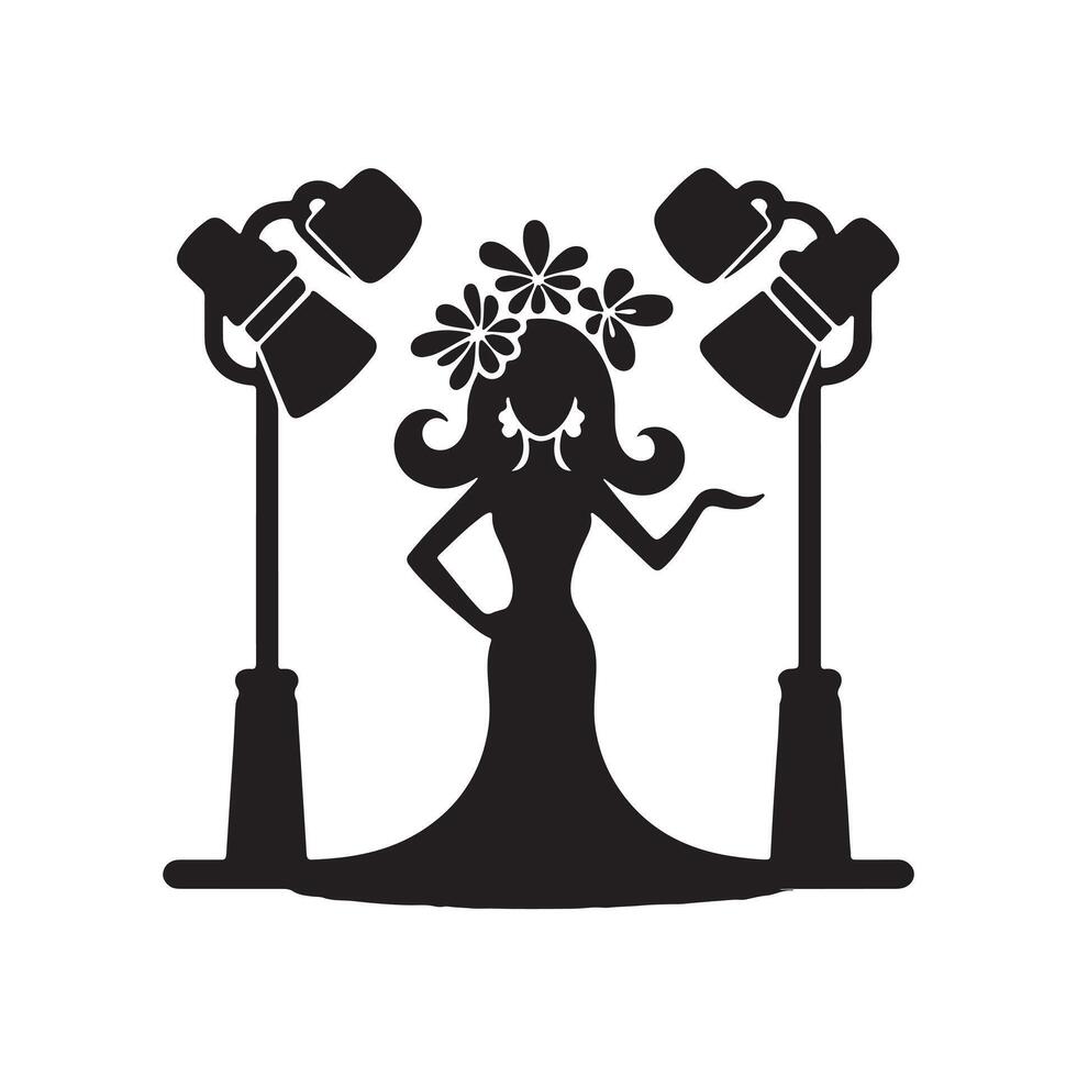 Abstract Mystical Woman Silhouette Art vector