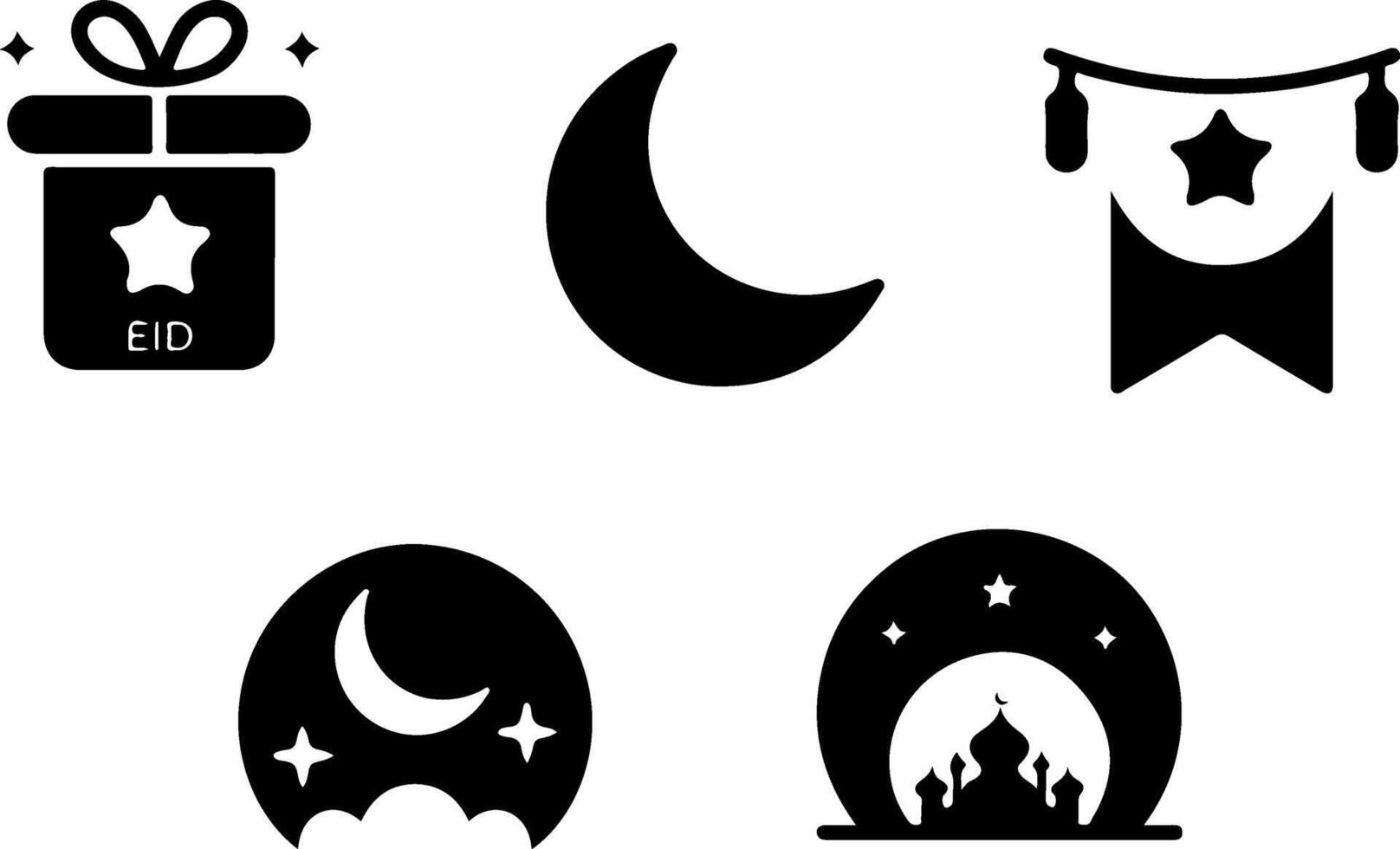 Islamic symbols Eid celebration icons vector