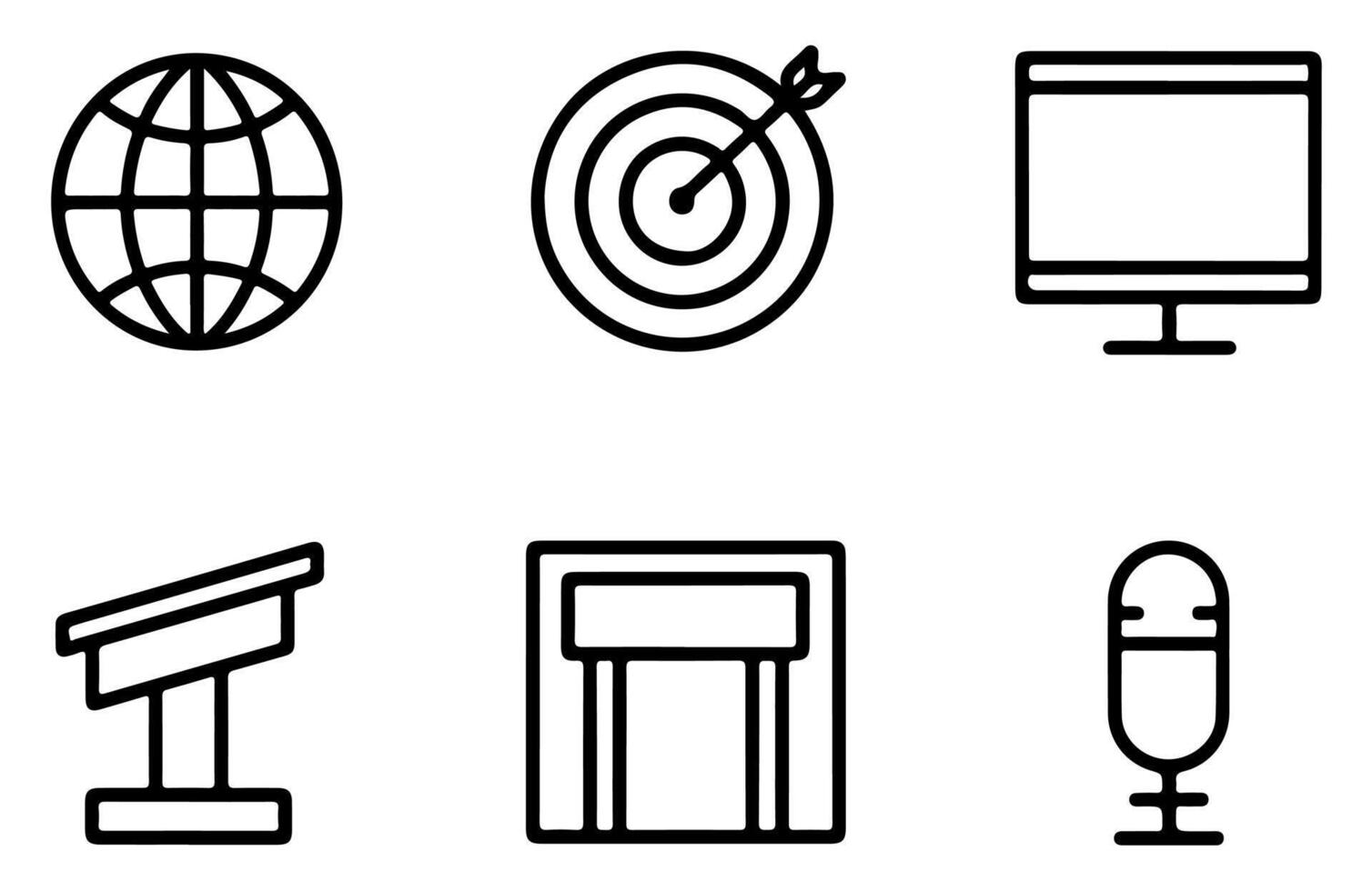 black and white line drawings business icon vector