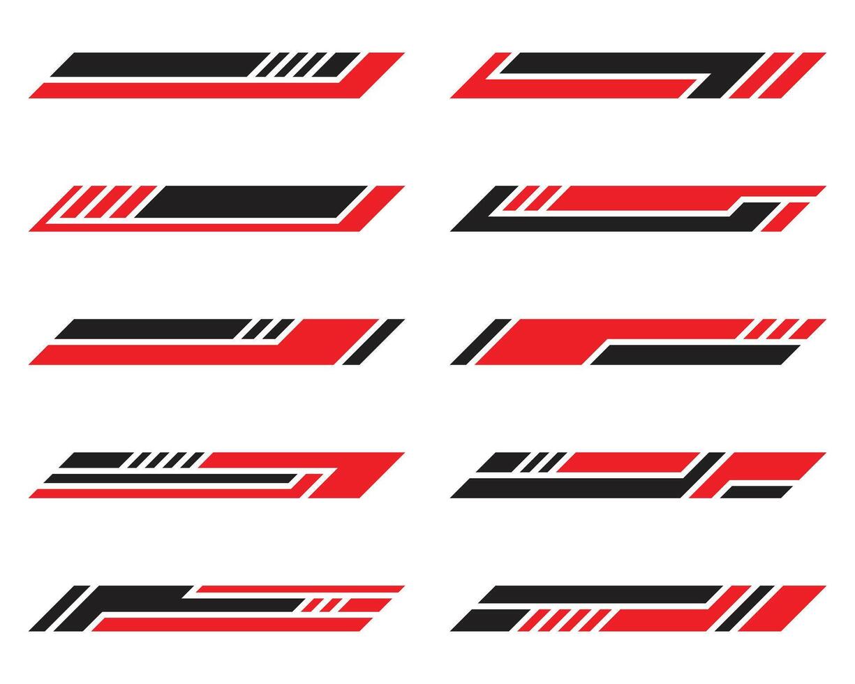 Abstract racing geometric stripes car wrap stickers collection vector