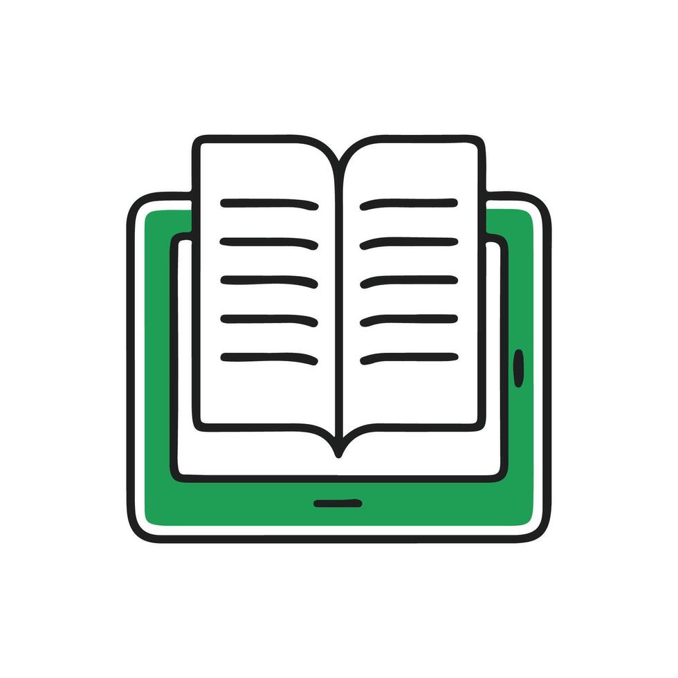 Digital learning icon open book on tablet art illustration template vector