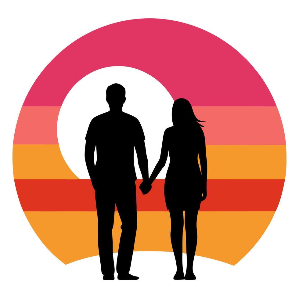 Serene sunset with a couple in love creating a calming atmosphere vector