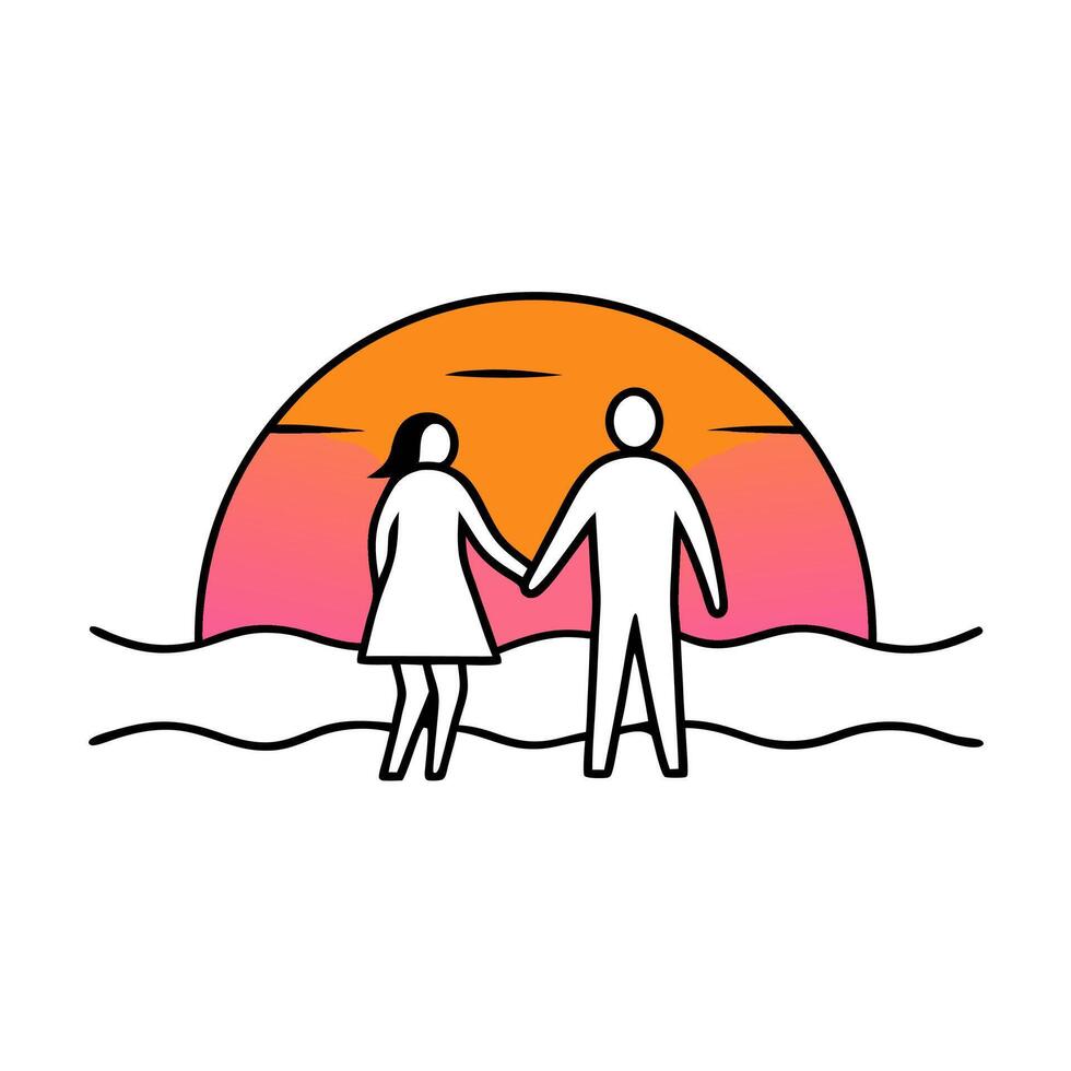 Loving couple celebrating Valentines Day in cute illustration vector