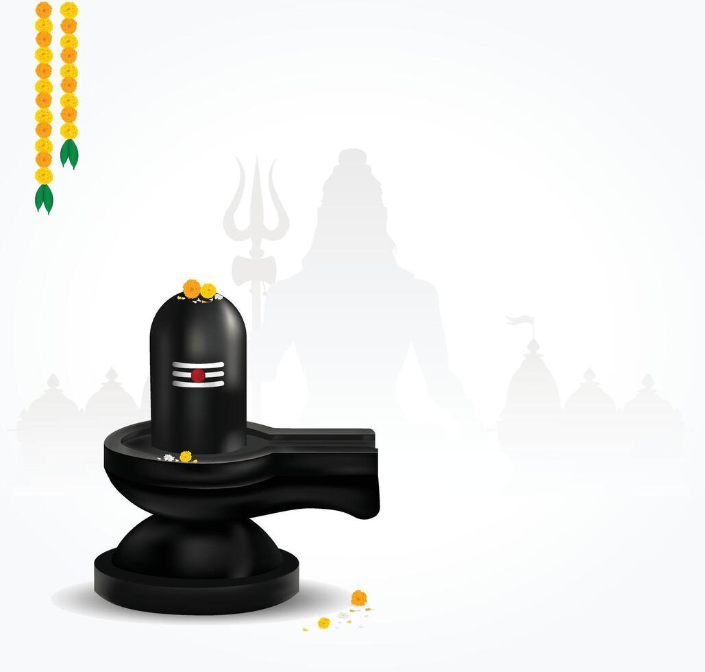 happy maha shivratri with shiva lingam vector