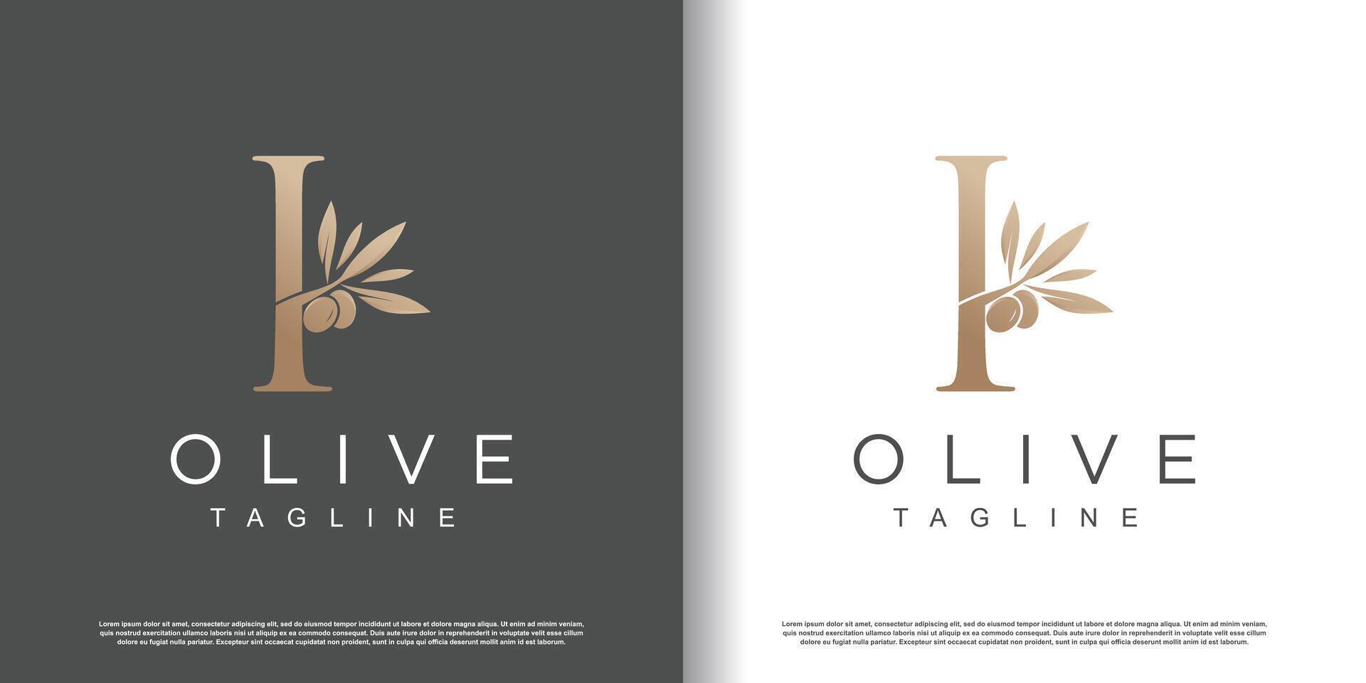 Olive logo design with initial letter I and modern concept Premium vector