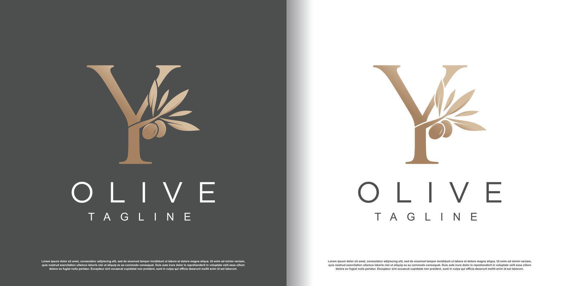 Olive logo design with initial letter Y and modern concept Premium vector