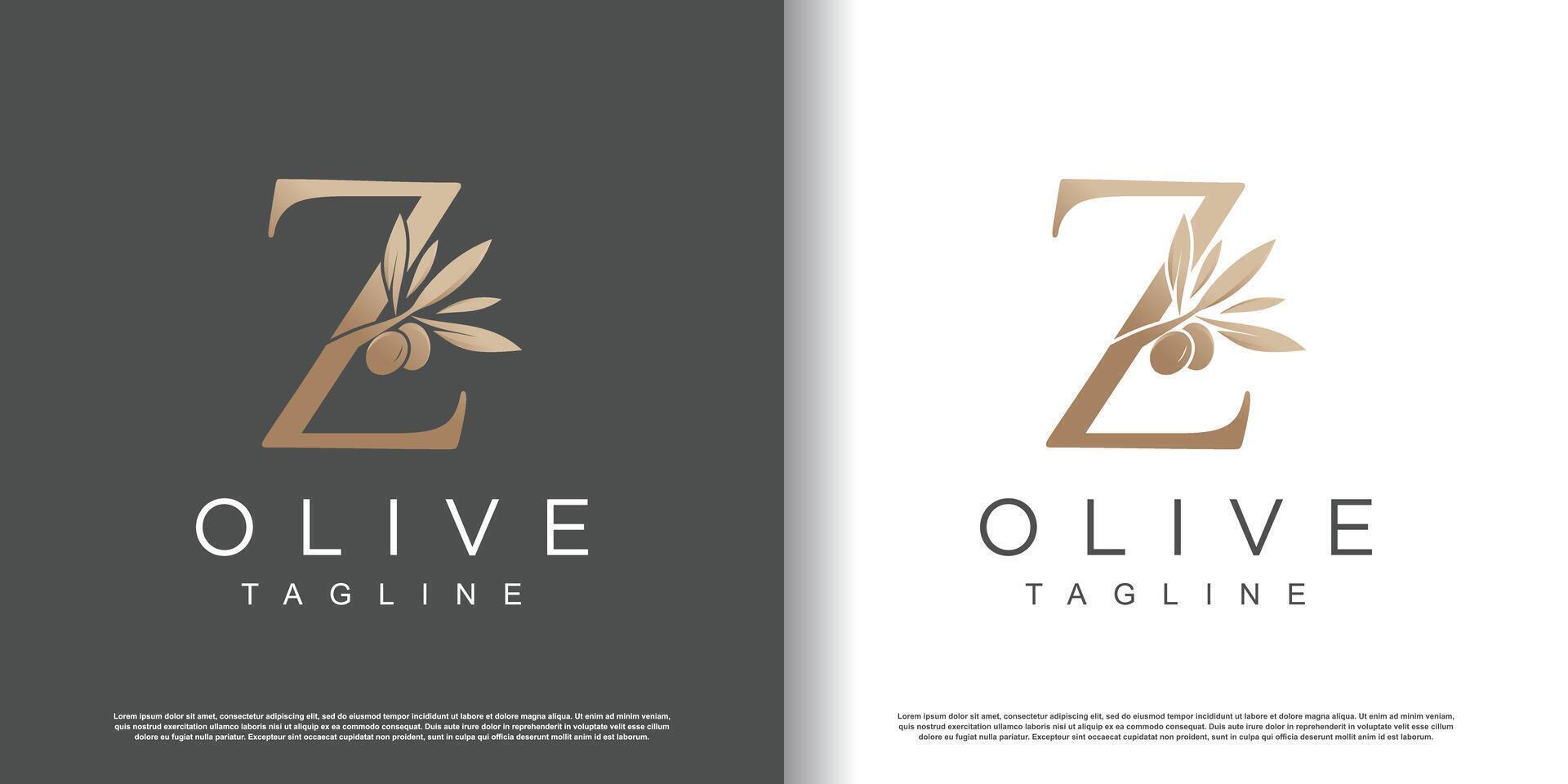 Olive logo design with initial letter Z and modern concept Premium vector