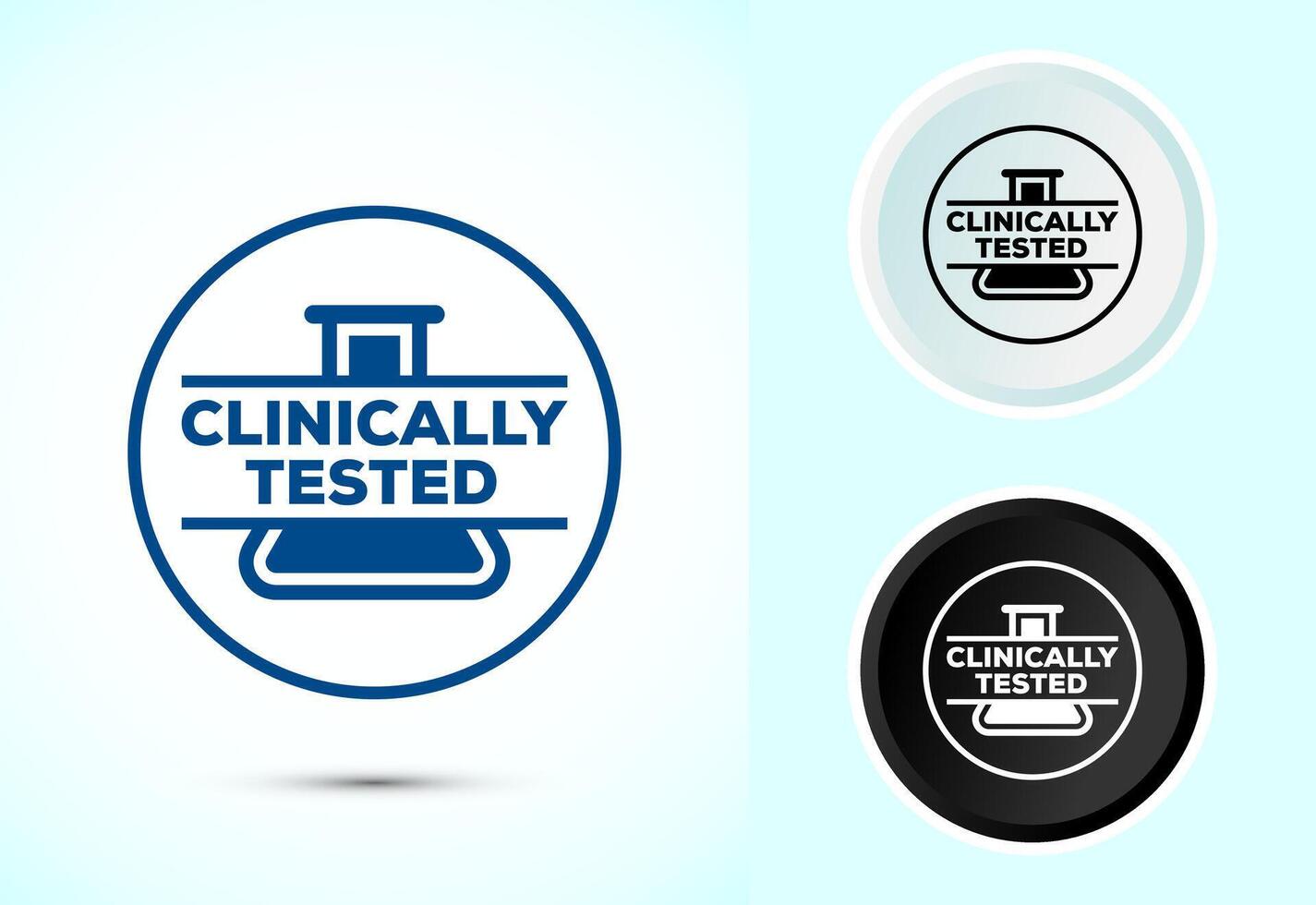 Clinically tested icon, Clinically proven label vector