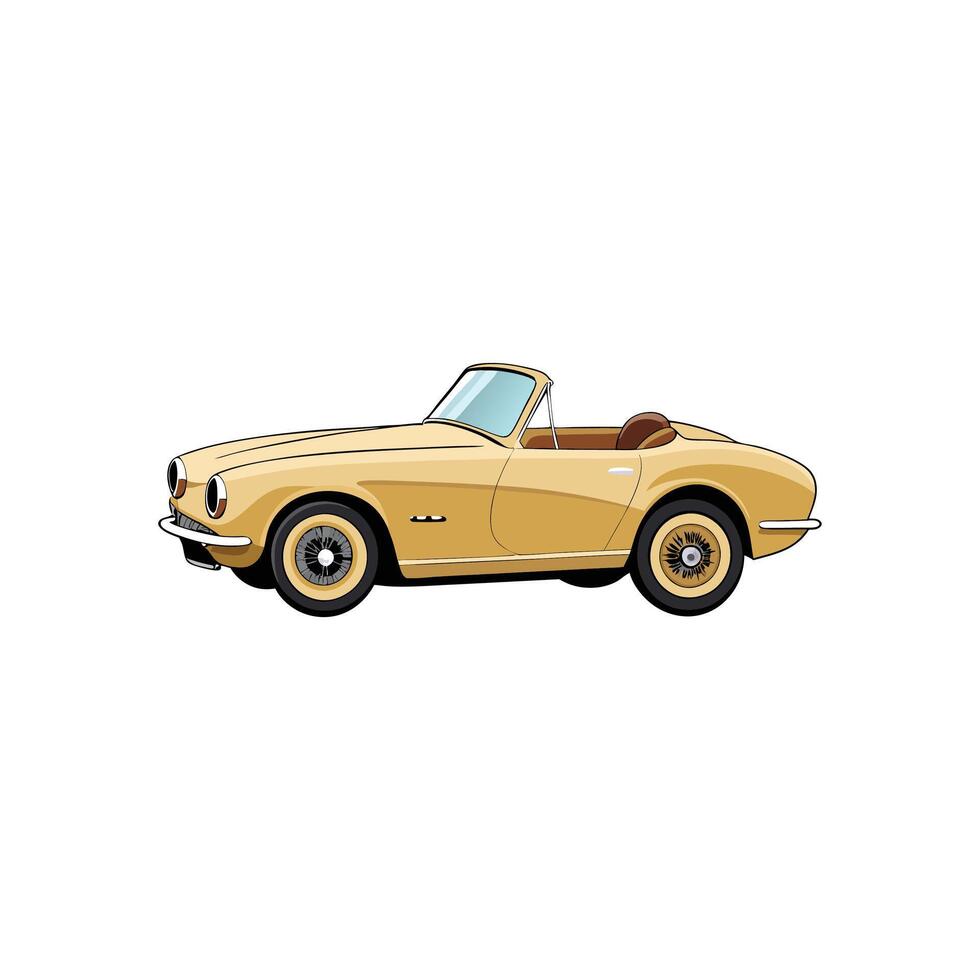 Under the Sun The Sparkling Champagne Gold Convertible Car Illustration Design on White Background vector