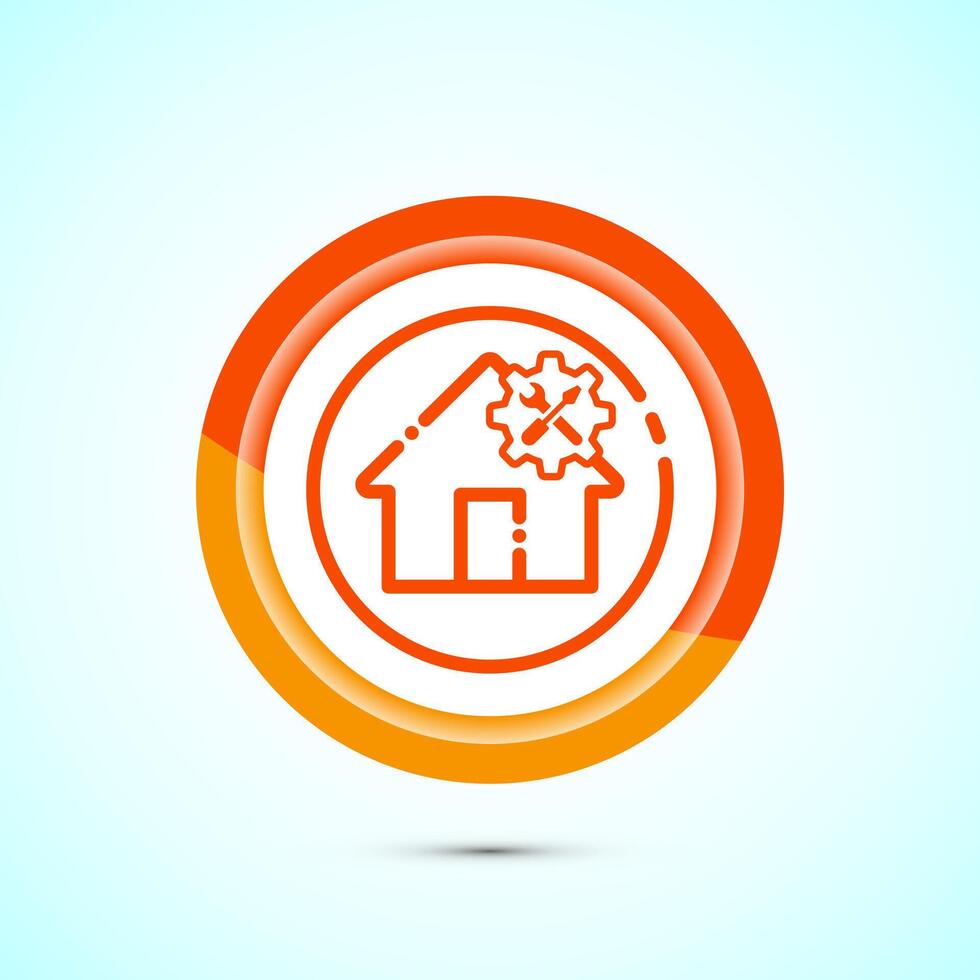 House repair icon design illustration. Home remodeling, repair or maintenance sign. Orange color button design vector