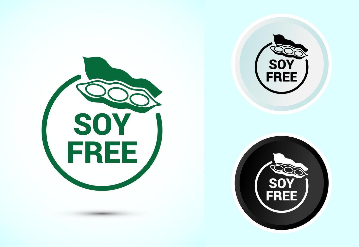 Soy or soya free icon illustration. Soy allergen free product food sign vector