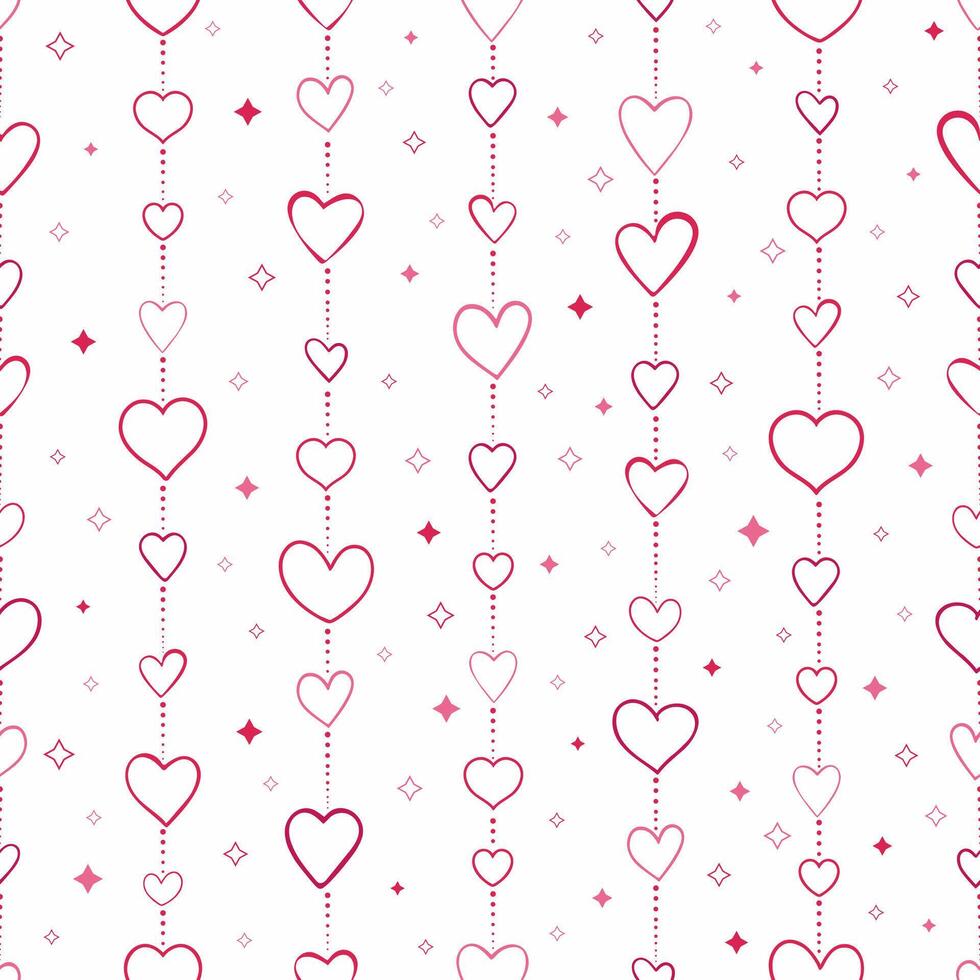 Seamless pattern for Valentine's Day cards. background with hearts garland for fabric, scrapbook, nursery, love design vector